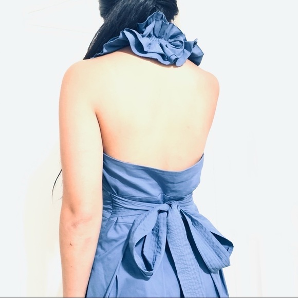 BCBG Maxazaria VTG Blue Halter Cocktail Dress Y2K whimsical ruffle womens size 2 - Picture 5 of 9